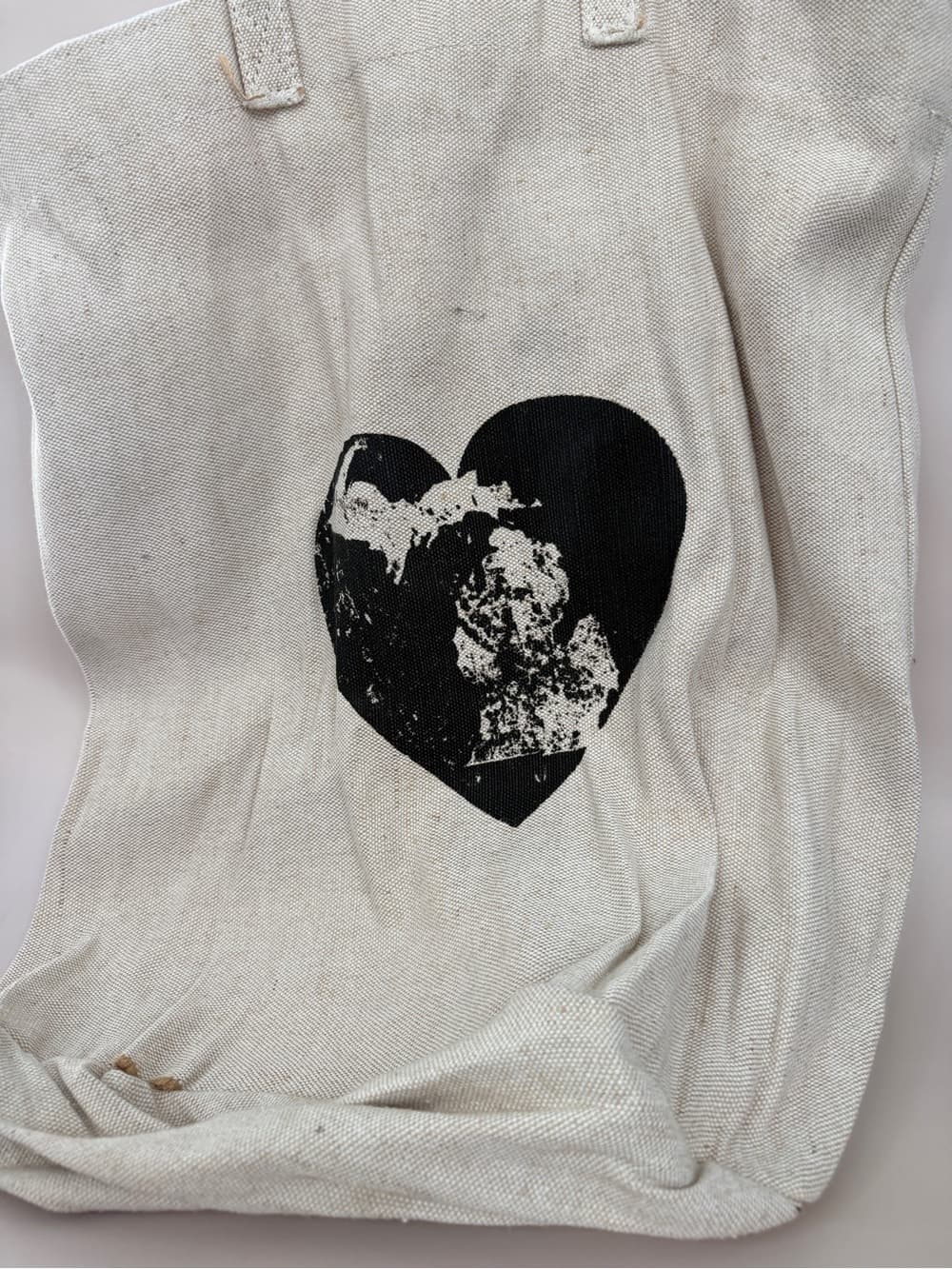 Canvas Tote with Distressed Michigan Heart Print - Thumbnail 5