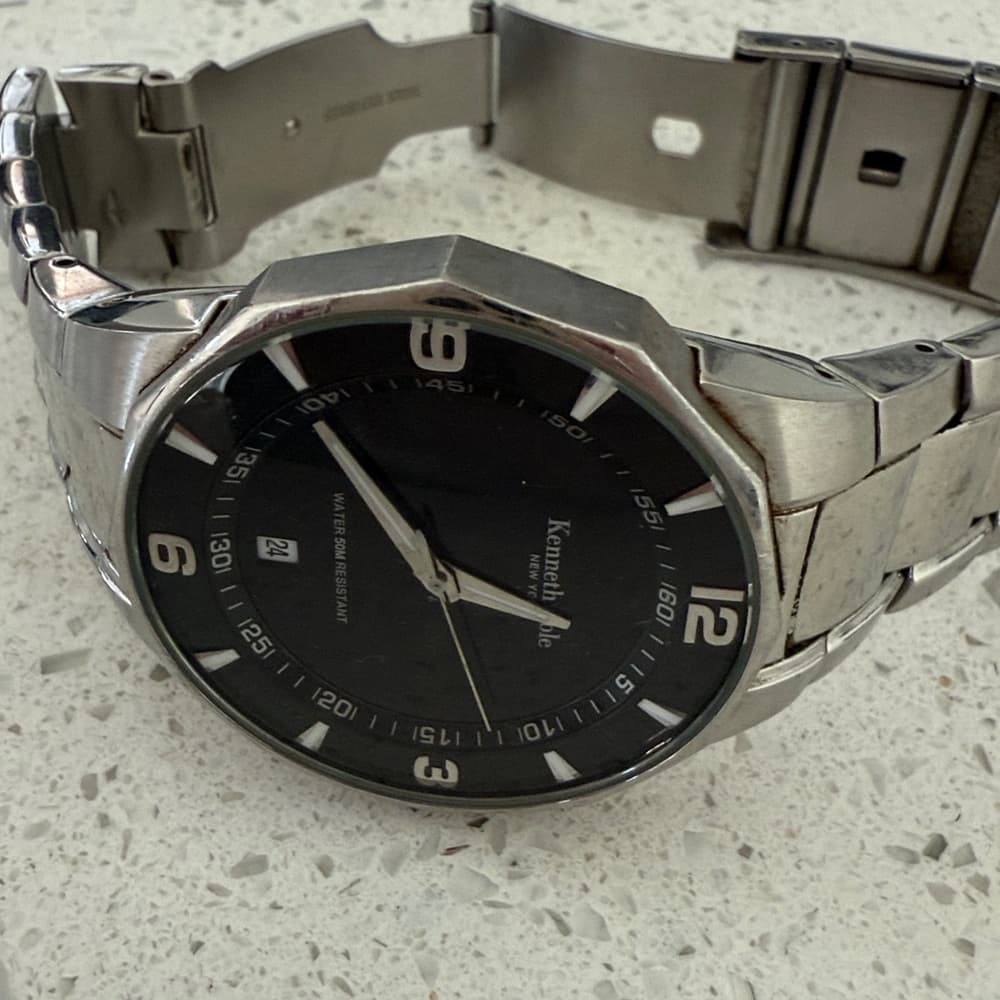 Kenneth Cole Black Dial Silver Watch - Thumbnail 5