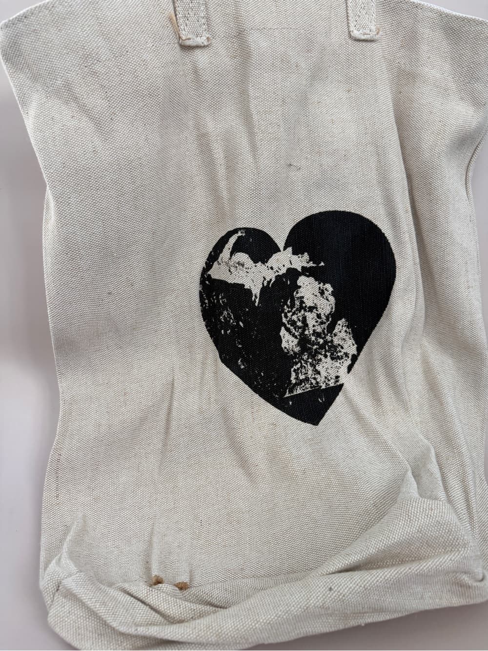 Canvas Tote with Distressed Michigan Heart Print - Thumbnail 4