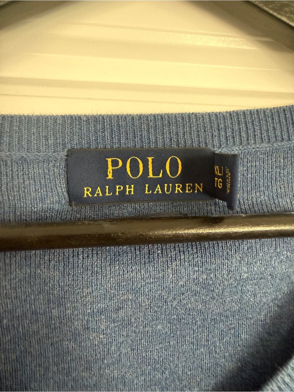 Polo by Ralph Lauren Light Blue Pima Cotton V-Neck Sweater with Yellow Pony - Thumbnail 6