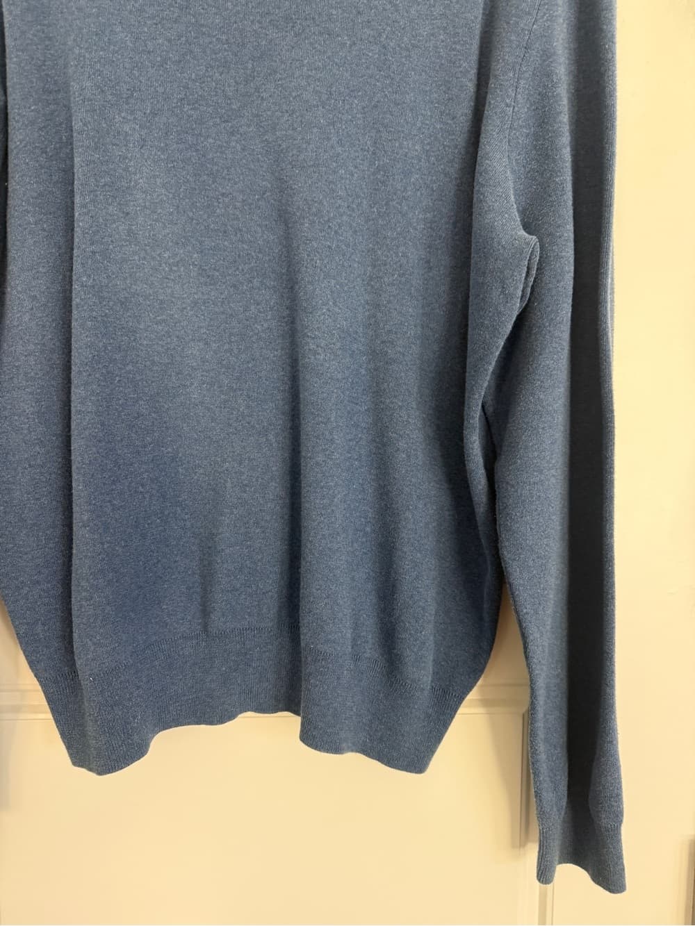 Polo by Ralph Lauren Light Blue Pima Cotton V-Neck Sweater with Yellow Pony - Thumbnail 8