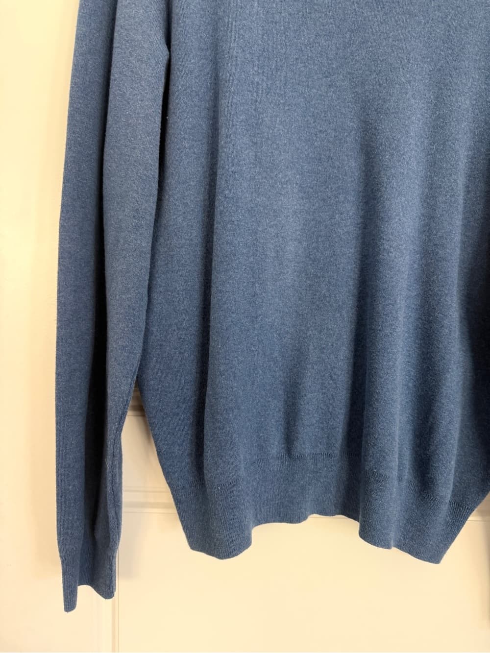 Polo by Ralph Lauren Light Blue Pima Cotton V-Neck Sweater with Yellow Pony - Thumbnail 9