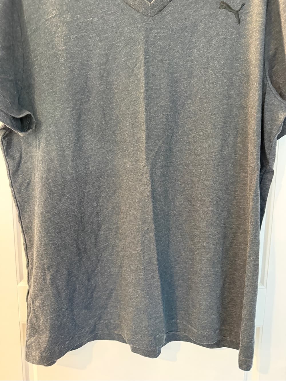 Puma Gray V-Neck Men's Tee with Charcoal Logo - Thumbnail 6