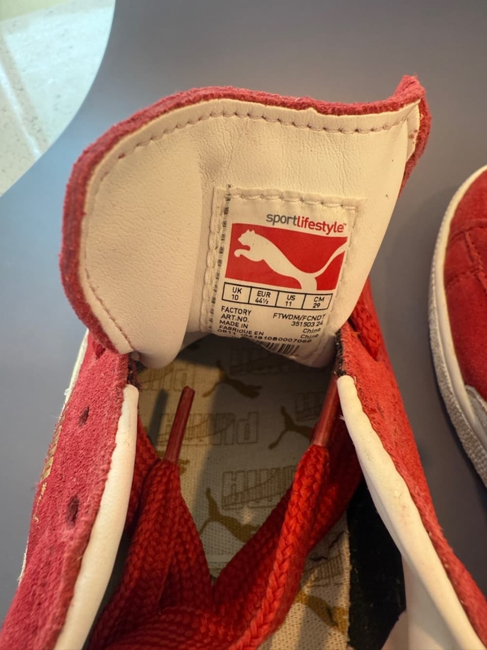 Puma Red Suede Sneakers Size 11 - Thumbnail 4
