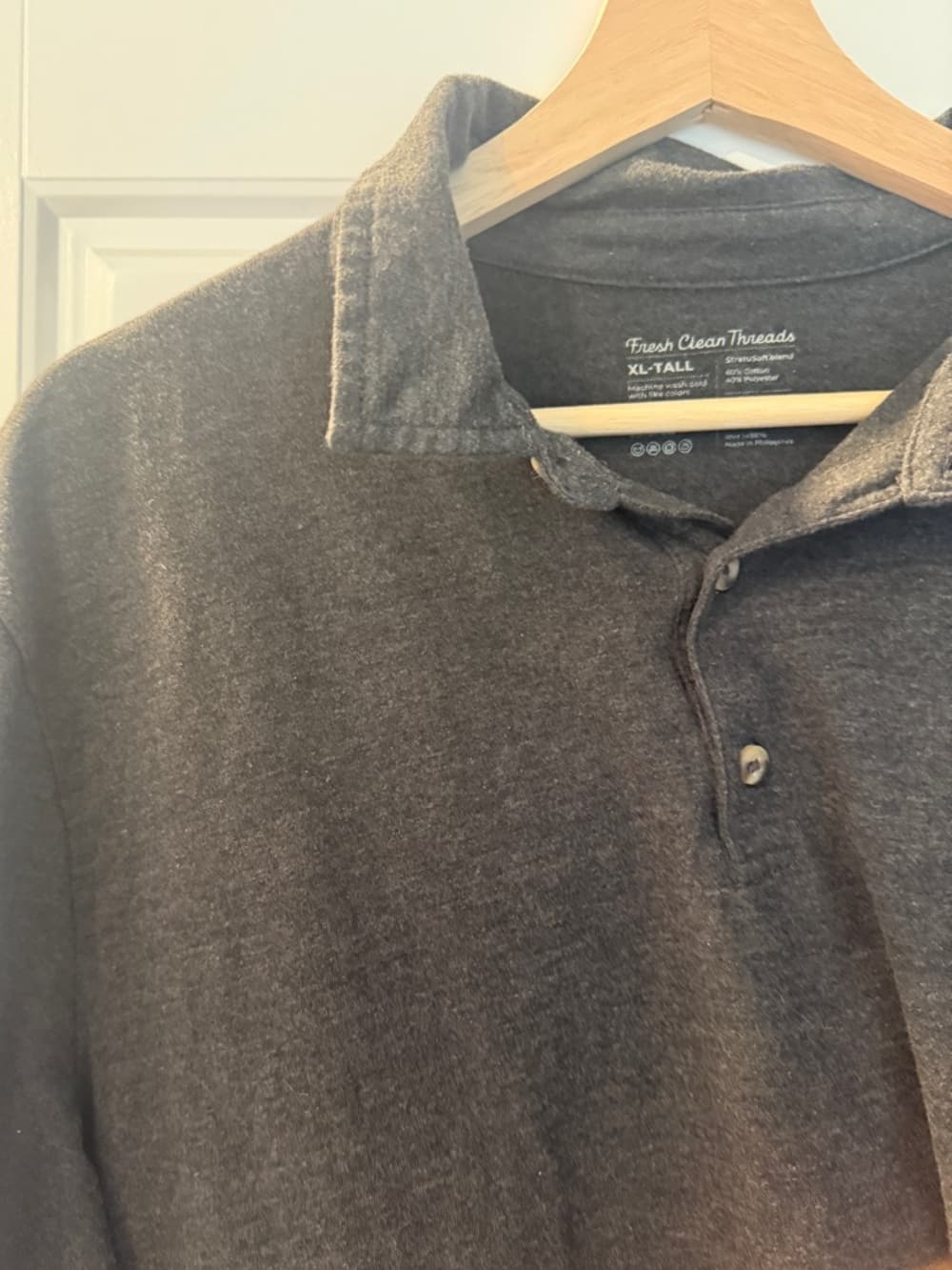 Fresh Clean Threads Men's Charcoal Polo Shirt - XL Tall - Thumbnail 3