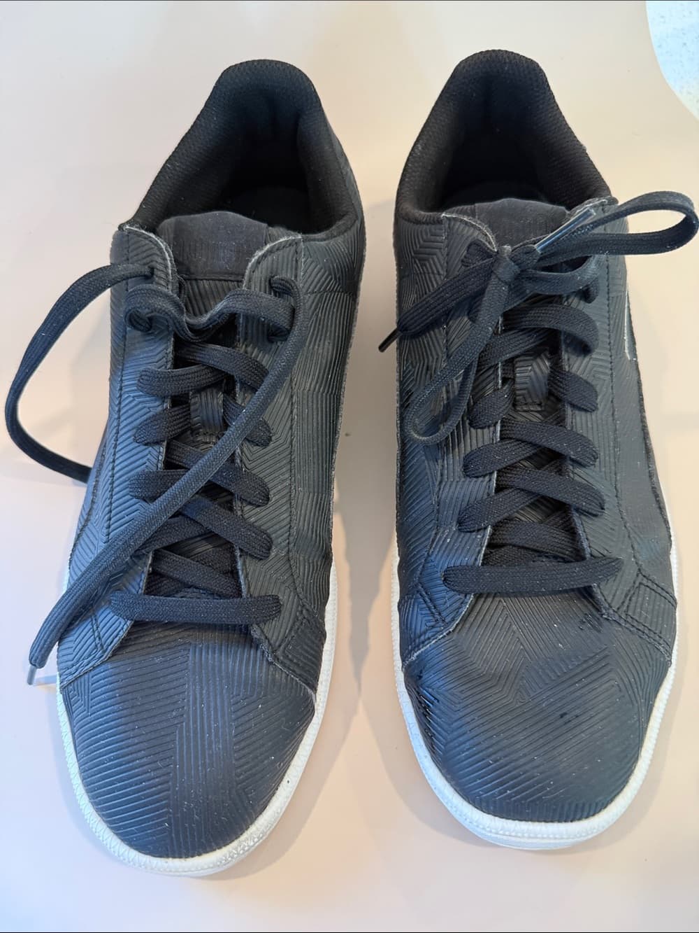Puma Men's Black Textured Low-Top Sneakers with White Sole - Thumbnail 3