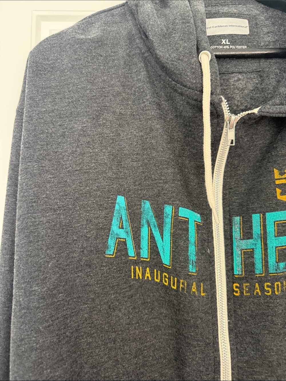 Royal Caribbean Anthem of the Seas Dark Gray Zip-Up Hoodie with Logo XL - Thumbnail 5