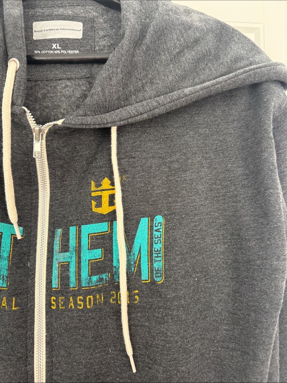Royal Caribbean Anthem of the Seas Dark Gray Zip-Up Hoodie with Logo XL - Thumbnail 4