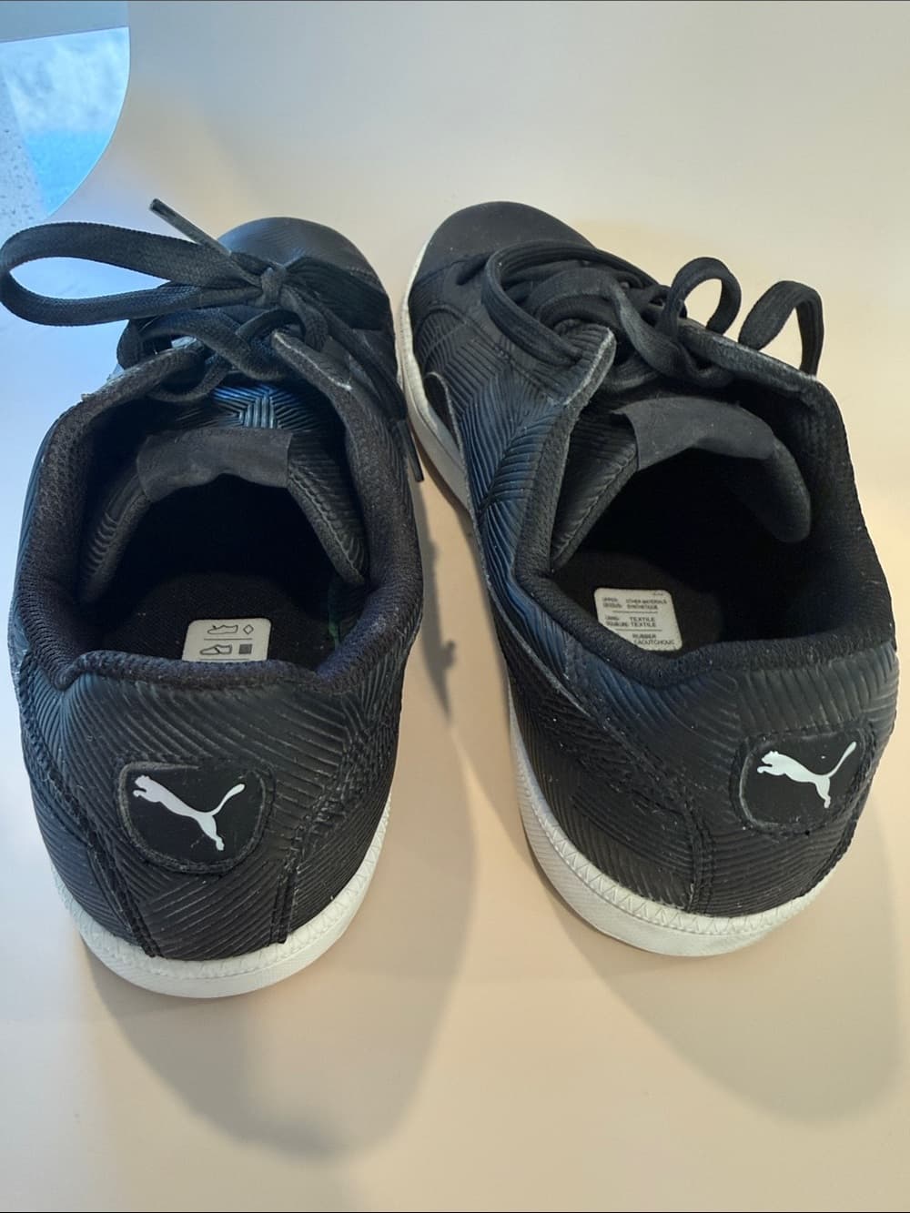 Puma Men's Black Textured Low-Top Sneakers with White Sole - Thumbnail 8