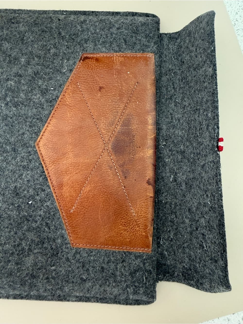 Leather and Felt Laptop Sleeve by Hard Graft - Thumbnail 3