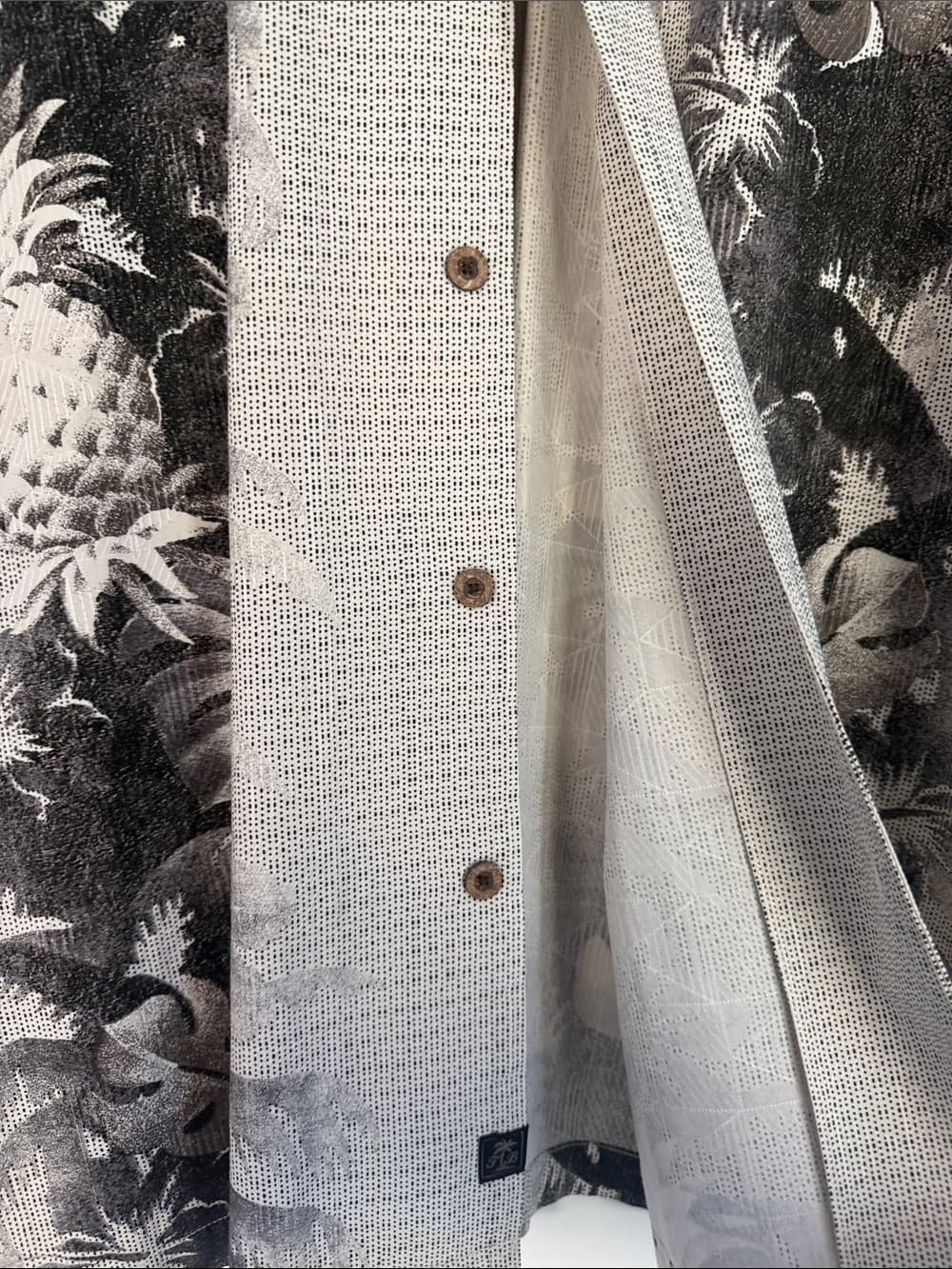 Tommy Bahama Black & Cream Tropical Palm Print Camp Shirt XL - Thumbnail 7