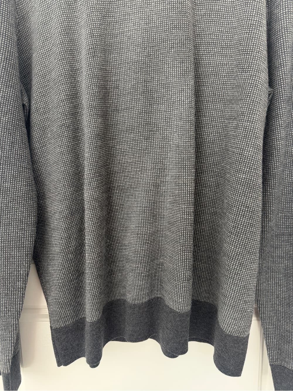 Banana Republic Men's Gray Textured Crewneck Merino Wool Sweater - Thumbnail 7