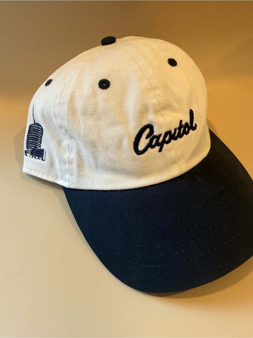 Capitol Records Logo Two-Tone Baseball Cap - White & Navy - Thumbnail 2