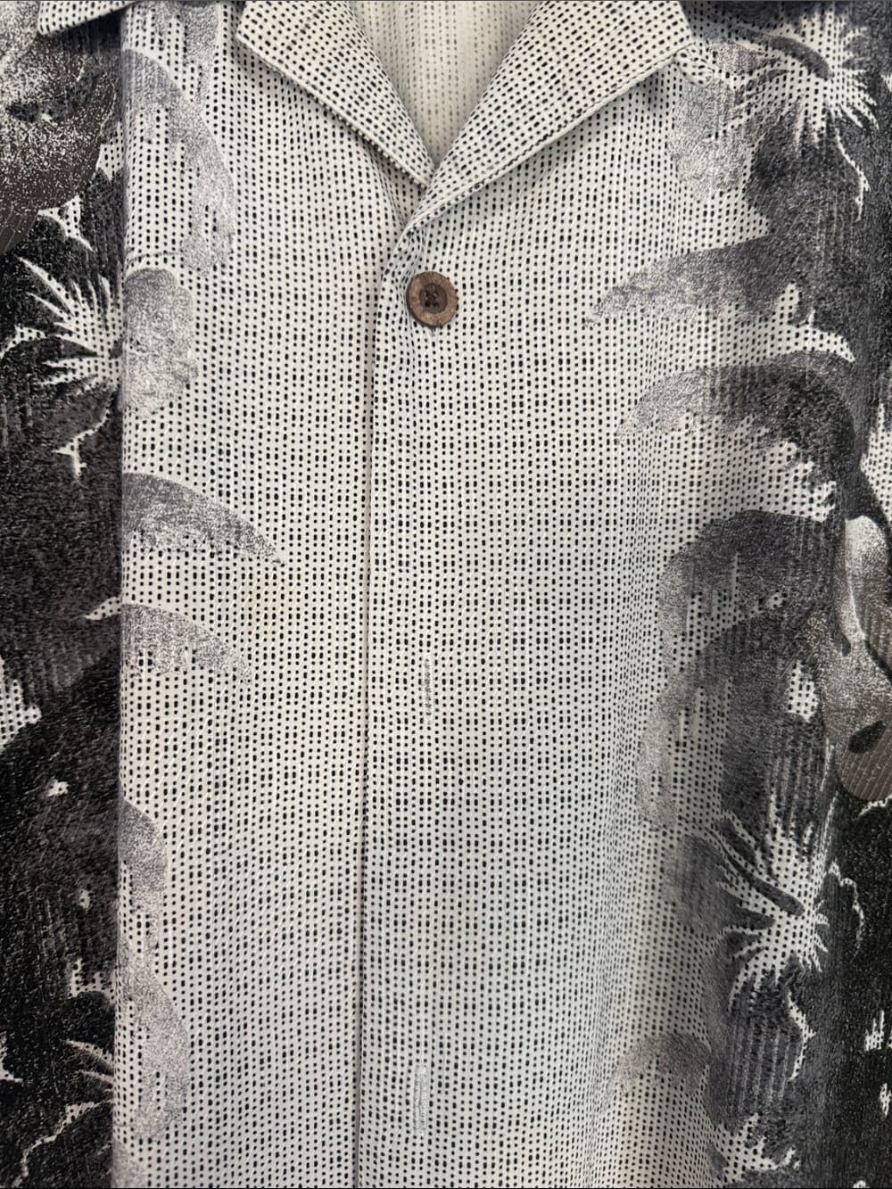 Tommy Bahama Black & Cream Tropical Palm Print Camp Shirt XL - Thumbnail 6