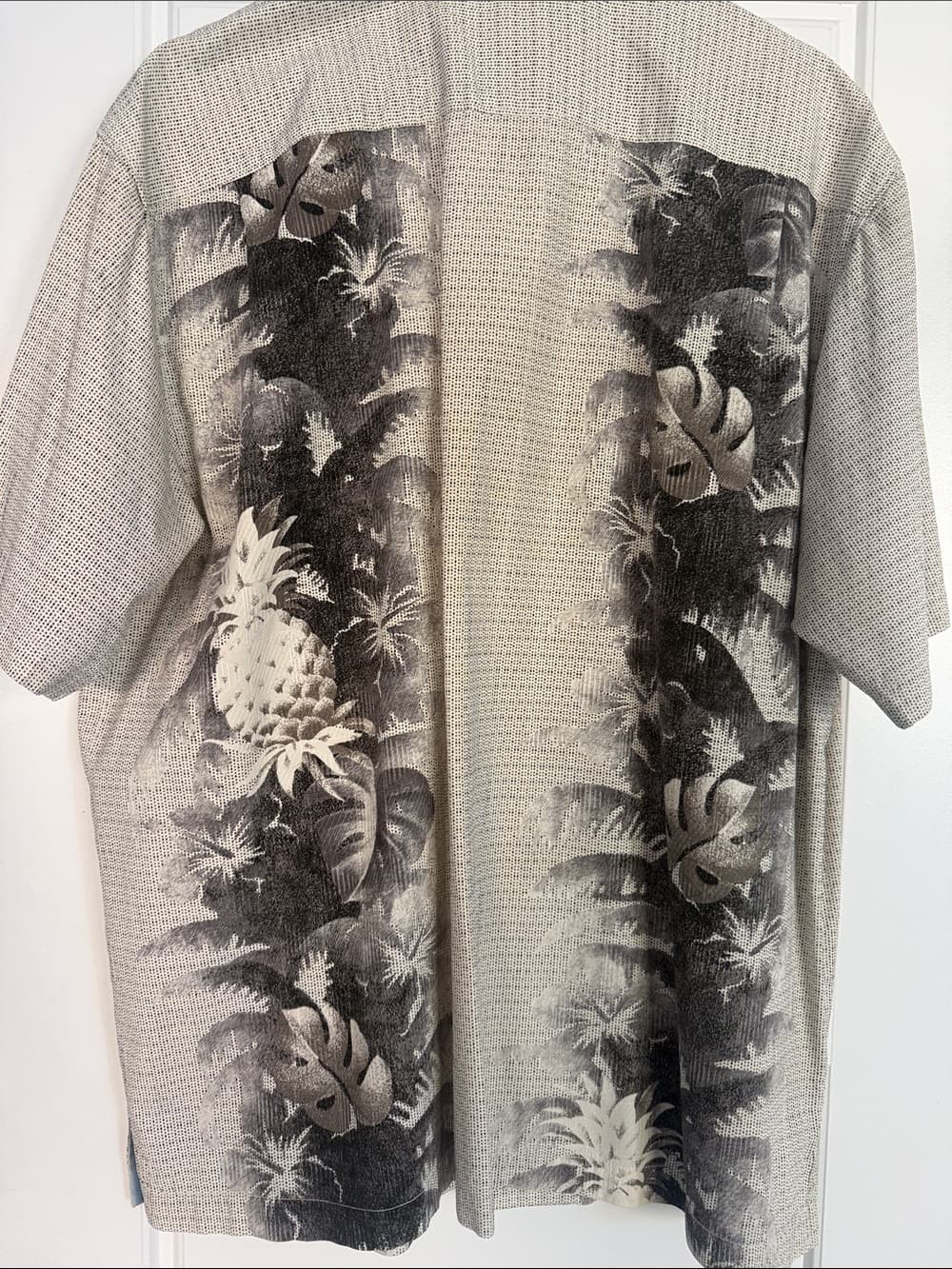 Tommy Bahama Black & Cream Tropical Palm Print Camp Shirt XL - Thumbnail 9