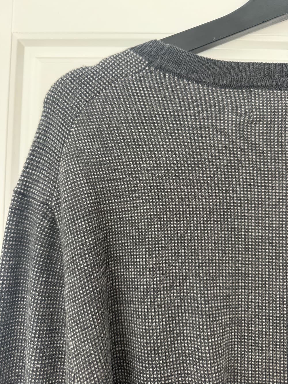 Banana Republic Men's Gray Textured Crewneck Merino Wool Sweater - Thumbnail 11
