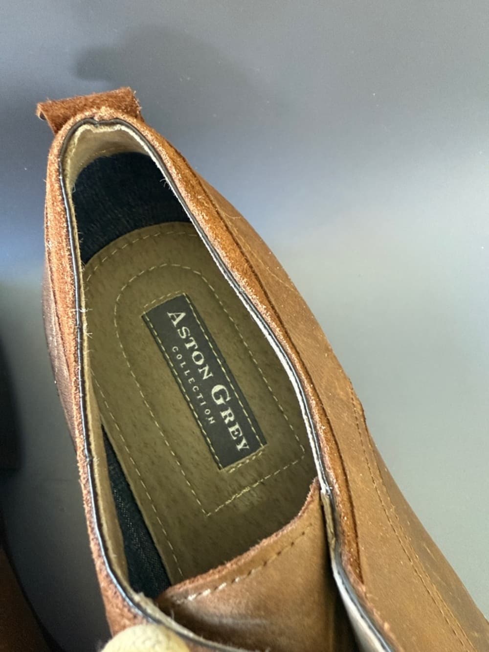 Men's Aston Grey Brown Leather Casual Dress Shoes - Size 12 - Thumbnail 5