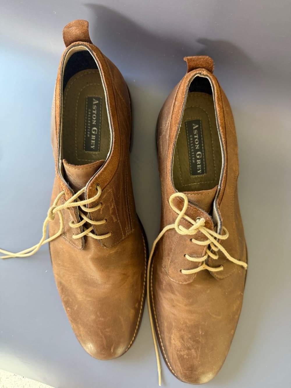 Men's Aston Grey Brown Leather Casual Dress Shoes - Size 12 - Thumbnail 4