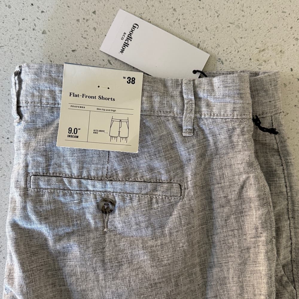 Goodfellow & Co Light Gray Men's Flat Front Shorts - Thumbnail 3