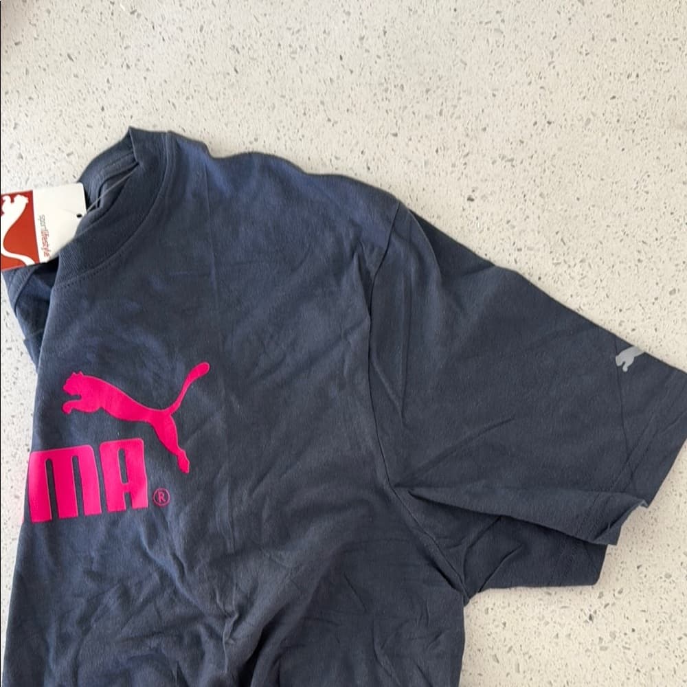 Puma Blue T-Shirt with Pink Logo - Thumbnail 4