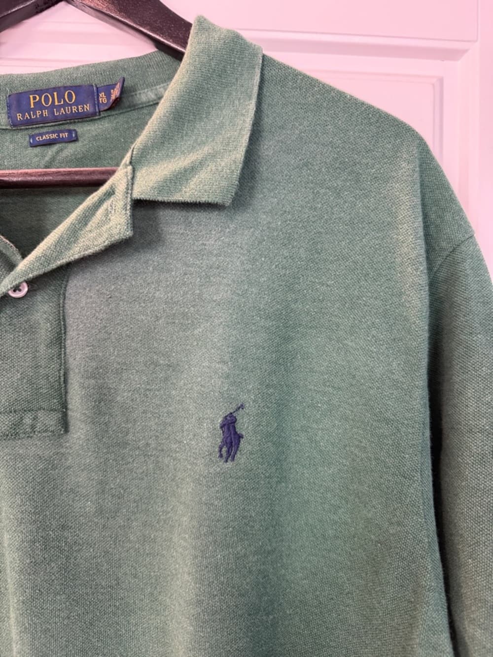 Polo by Ralph Lauren Green Cotton Polo with Navy Pony Classic Fit XL - Thumbnail 2