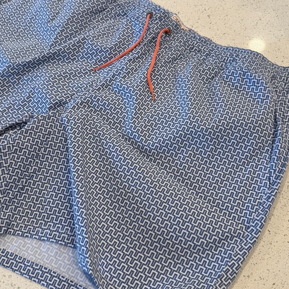 J. Crew Navy Geometric Swim Trunks - Thumbnail 4