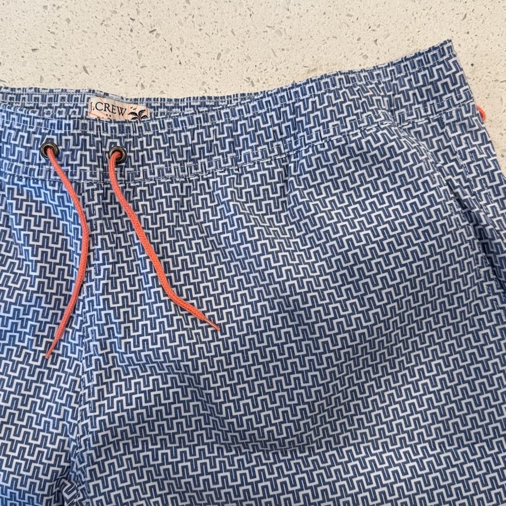 J. Crew Navy Geometric Swim Trunks - Thumbnail 3