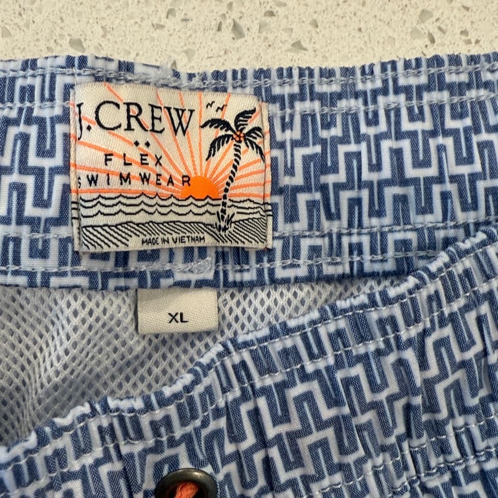 J. Crew Navy Geometric Swim Trunks - Thumbnail 2