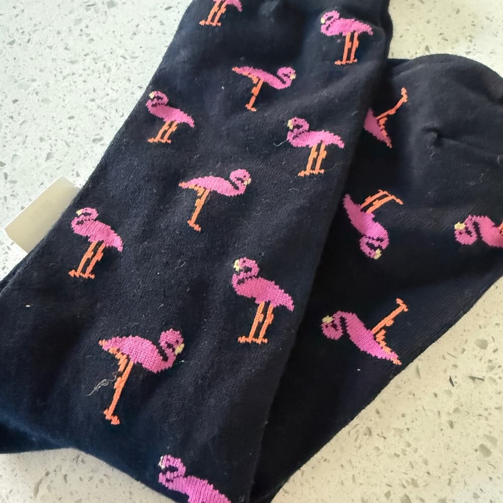 Banana Republic Navy and Pink Flamingo Socks - Thumbnail 2
