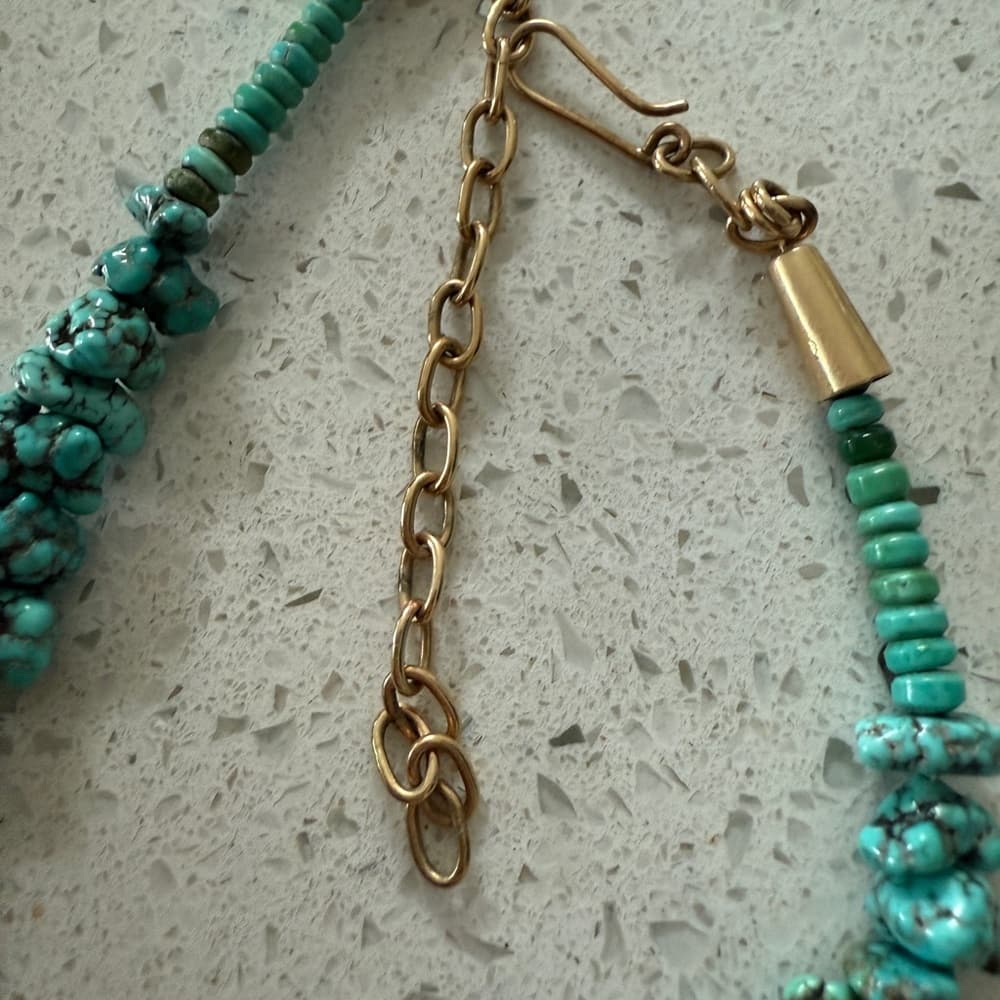 Navajo Blackjack Turquoise Nugget Necklace - Thumbnail 4