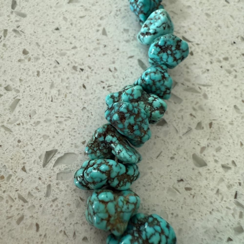 Navajo Blackjack Turquoise Nugget Necklace - Thumbnail 5
