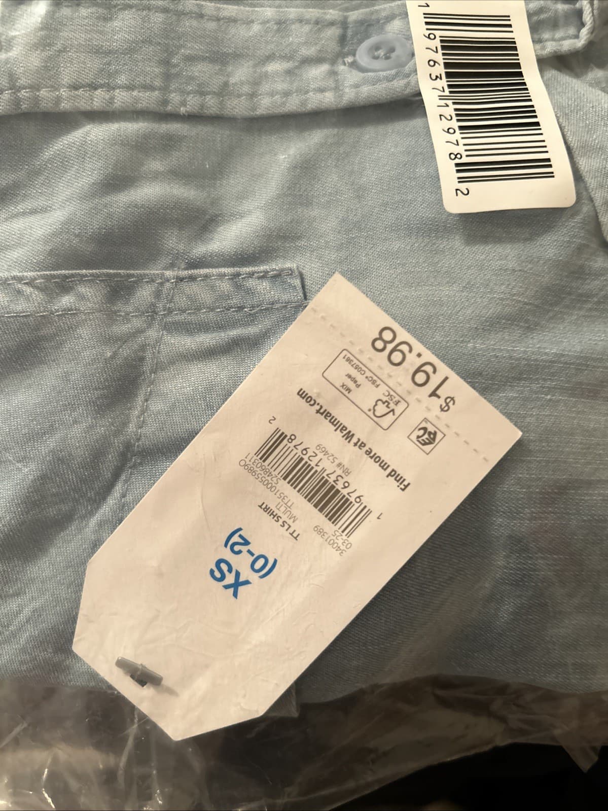 Women’s Time And Tru XSmall Shirt 0-2 NWT Blue Long Sleeve - Thumbnail 4