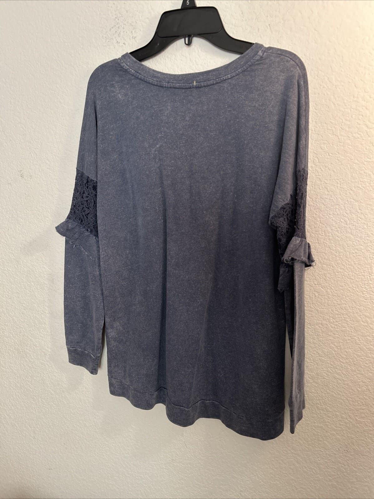 Democracy Dark Blue With Lace On Sleeve Sweater Medium NWOT - Thumbnail 2