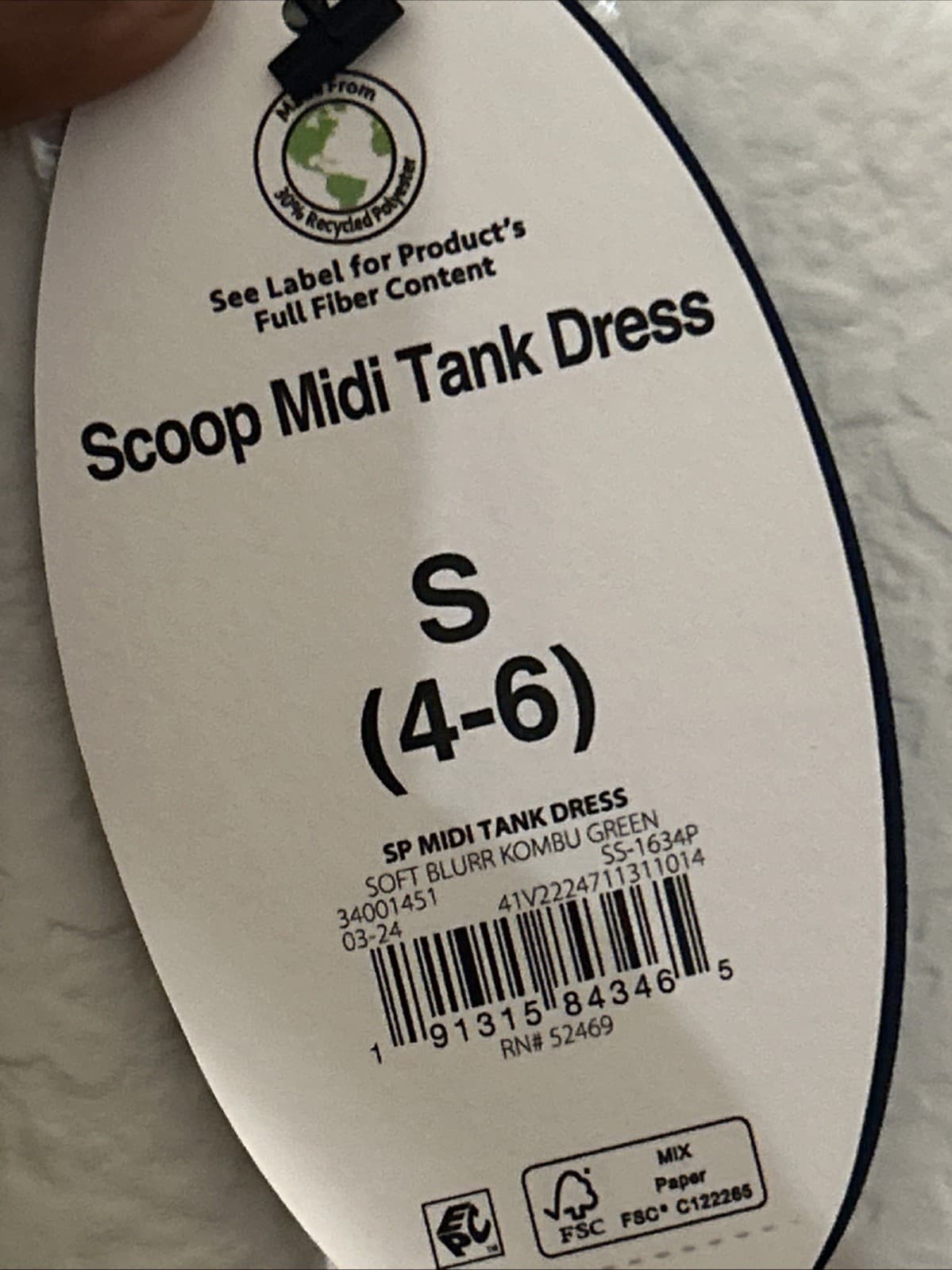 Scoop Women's Midi Tank Midi Dress, Small (4-6) Nwt Green - Thumbnail 2