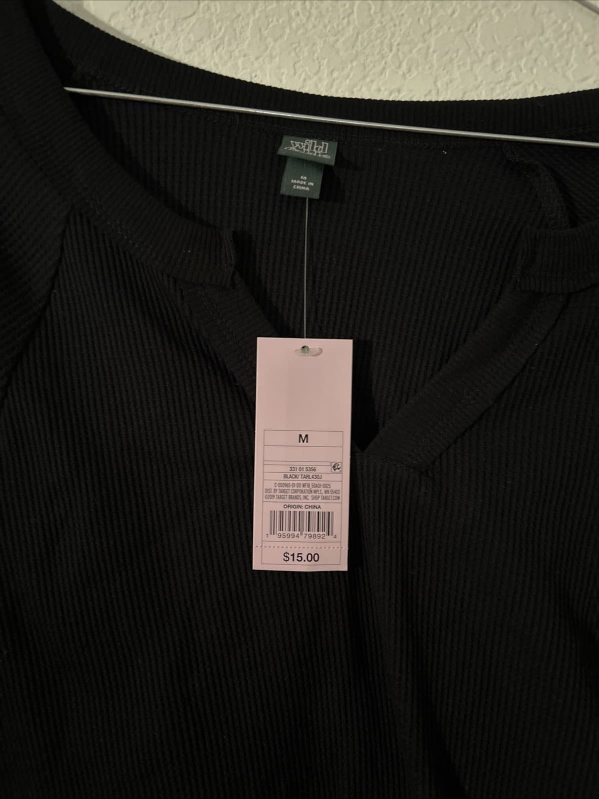 Women’s Black Long Sleeve Crop Top Nwt Medium Wild Fable - Thumbnail 2