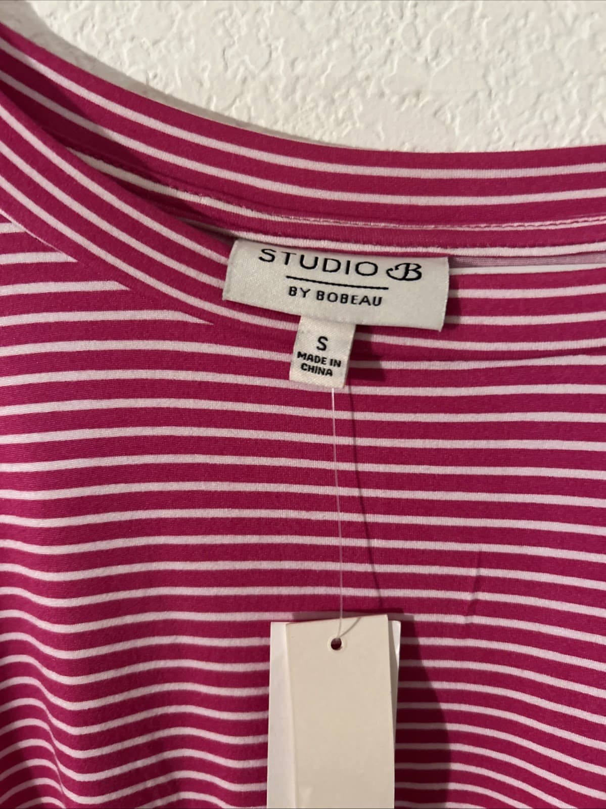 Women’s Stripe Long Sleeve Shirt Small NWT Studio B By Bobeau Pink - Thumbnail 2