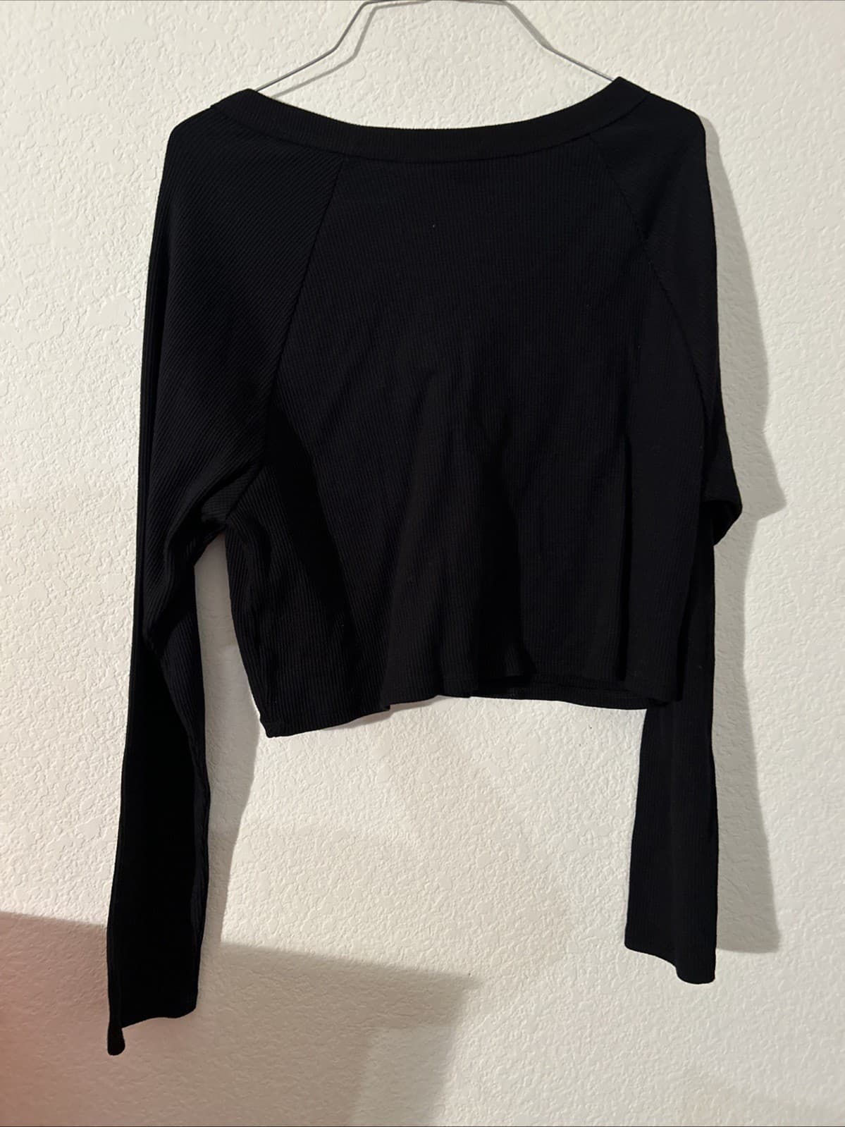Women’s Black Long Sleeve Crop Top Nwt Medium Wild Fable - Thumbnail 4