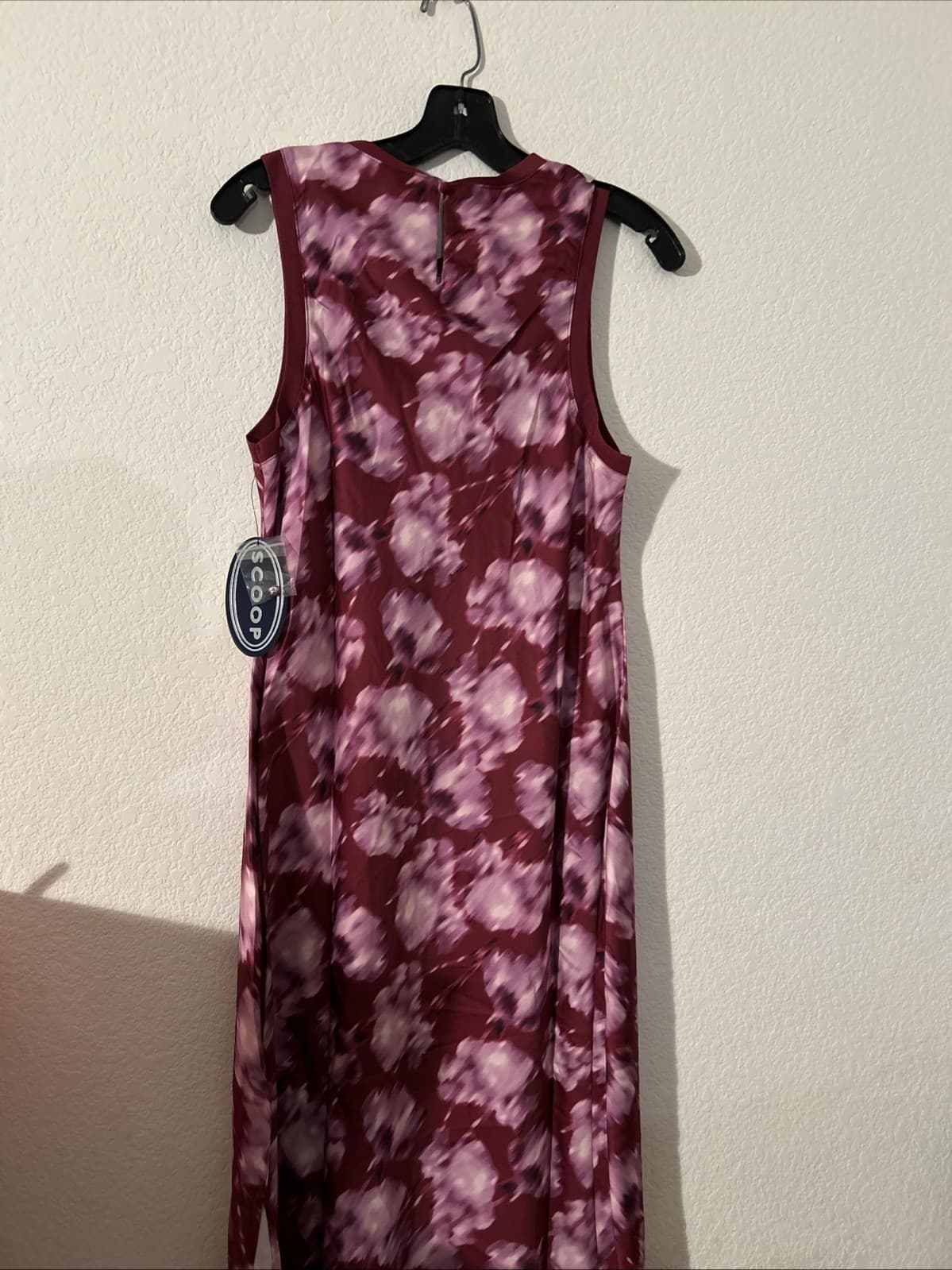 Scoop Women's Midi Tank Midi Dress, Medium (8-10) Nwt Burgundy Multicolored - Thumbnail 4