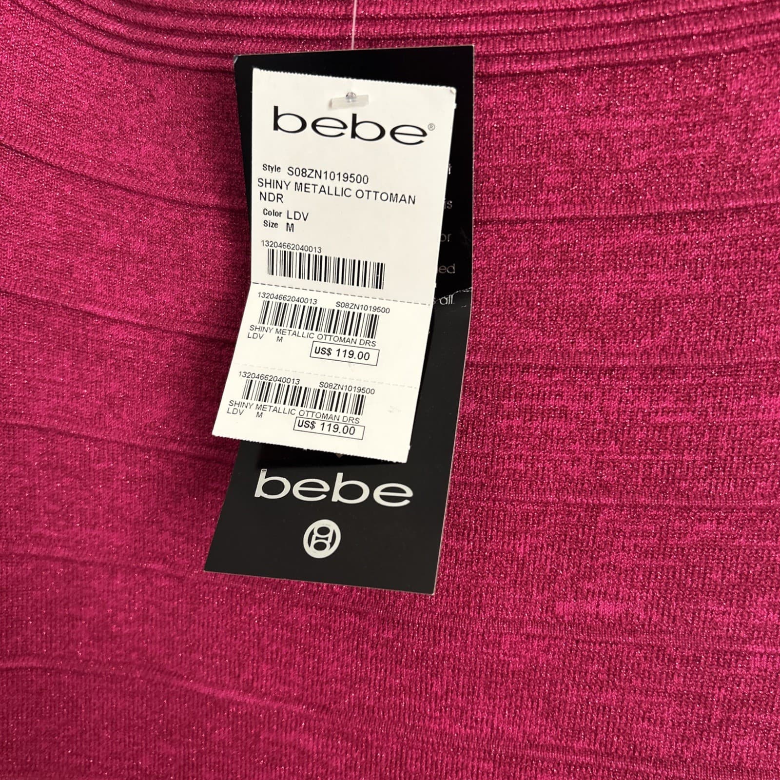Lot Of 2 Women’s Bebe Shiny Metallic Ottoman NDR Dress Medium NWT Pink And Gold - Thumbnail 3