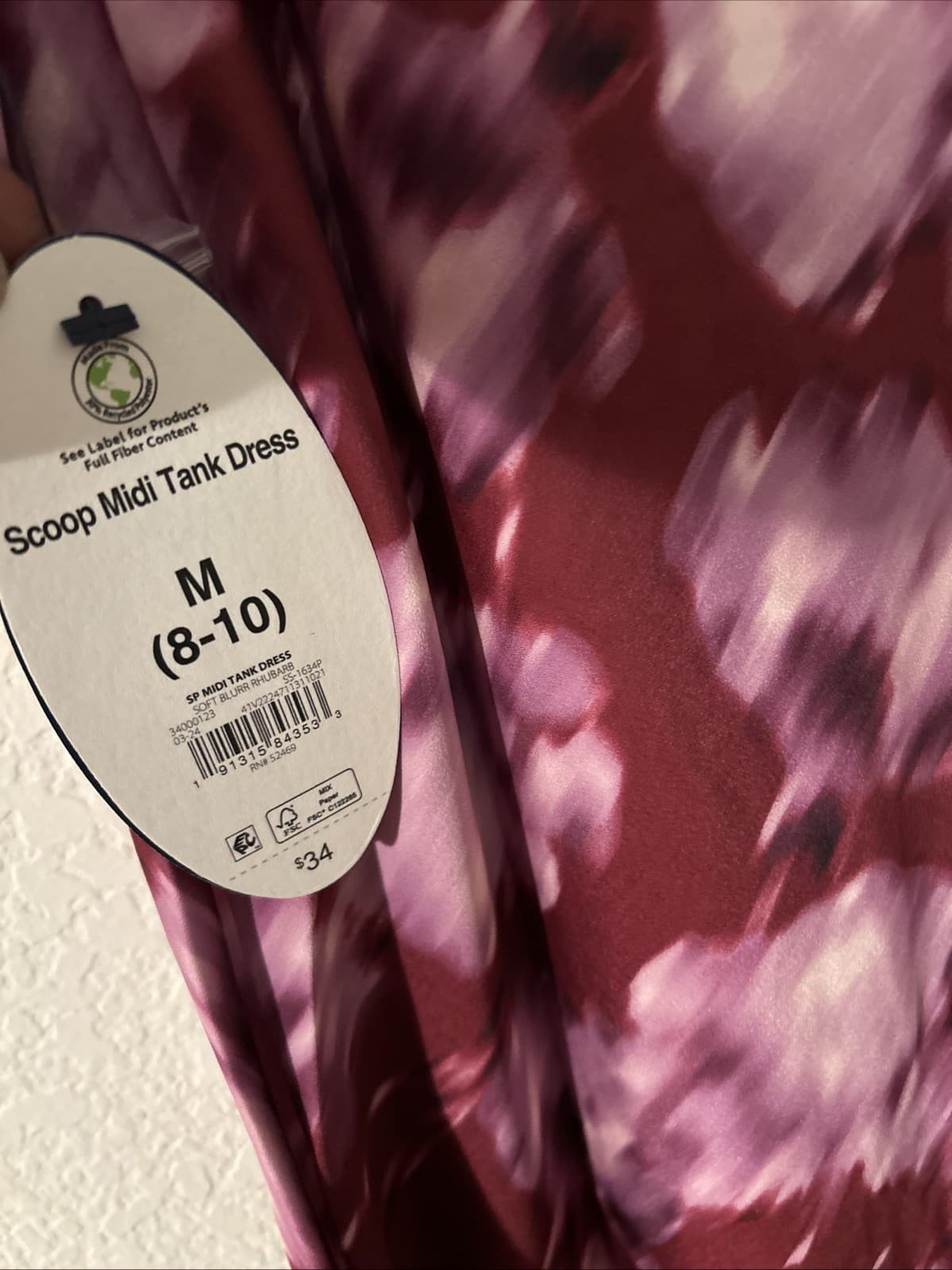 Scoop Women's Midi Tank Midi Dress, Medium (8-10) Nwt Burgundy Multicolored - Thumbnail 5