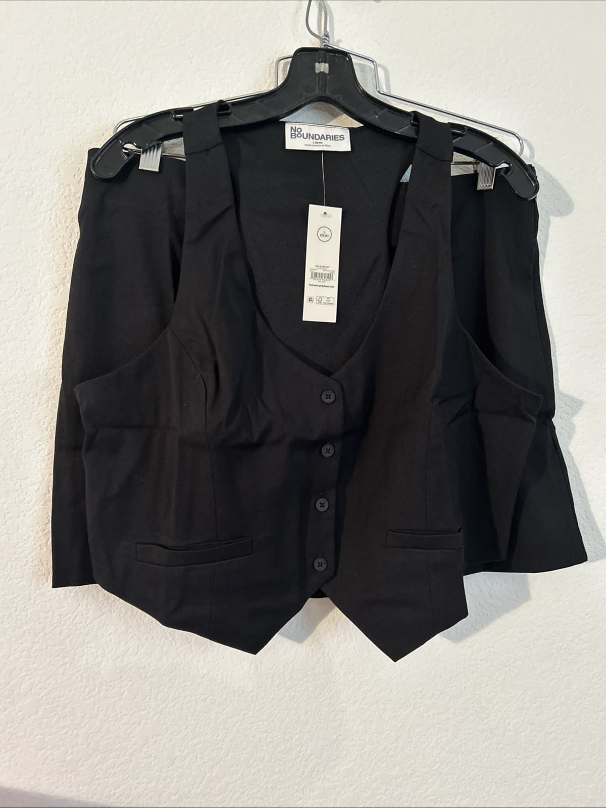 Women’s 2XL (20) 2 Piece Black Vest Skirt Set Black NWT No Boundaries