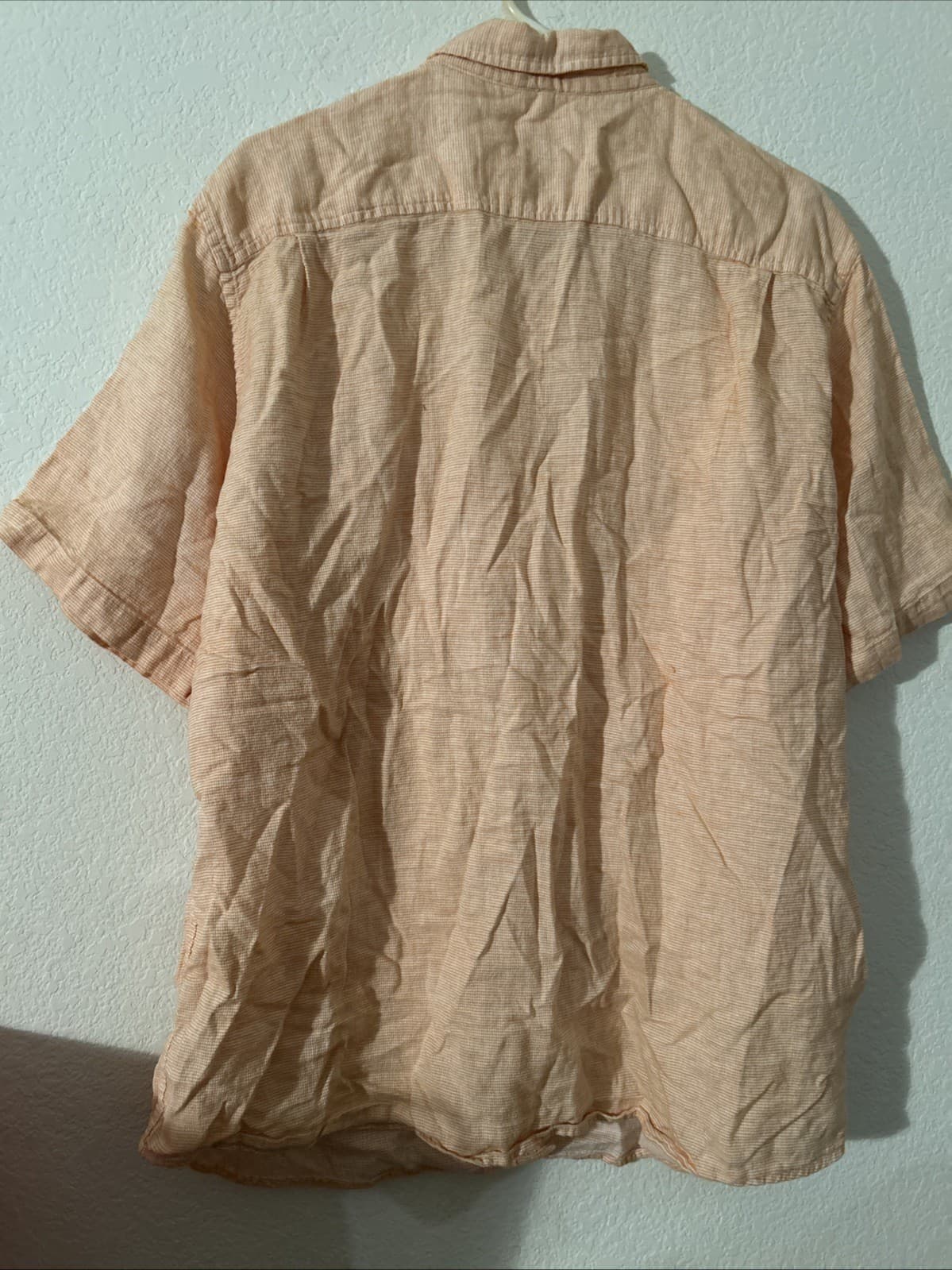 mens weatherproof vintage Button Down Shirt Orange XXL/EEG 55% Linen 45% Cotton - Thumbnail 3