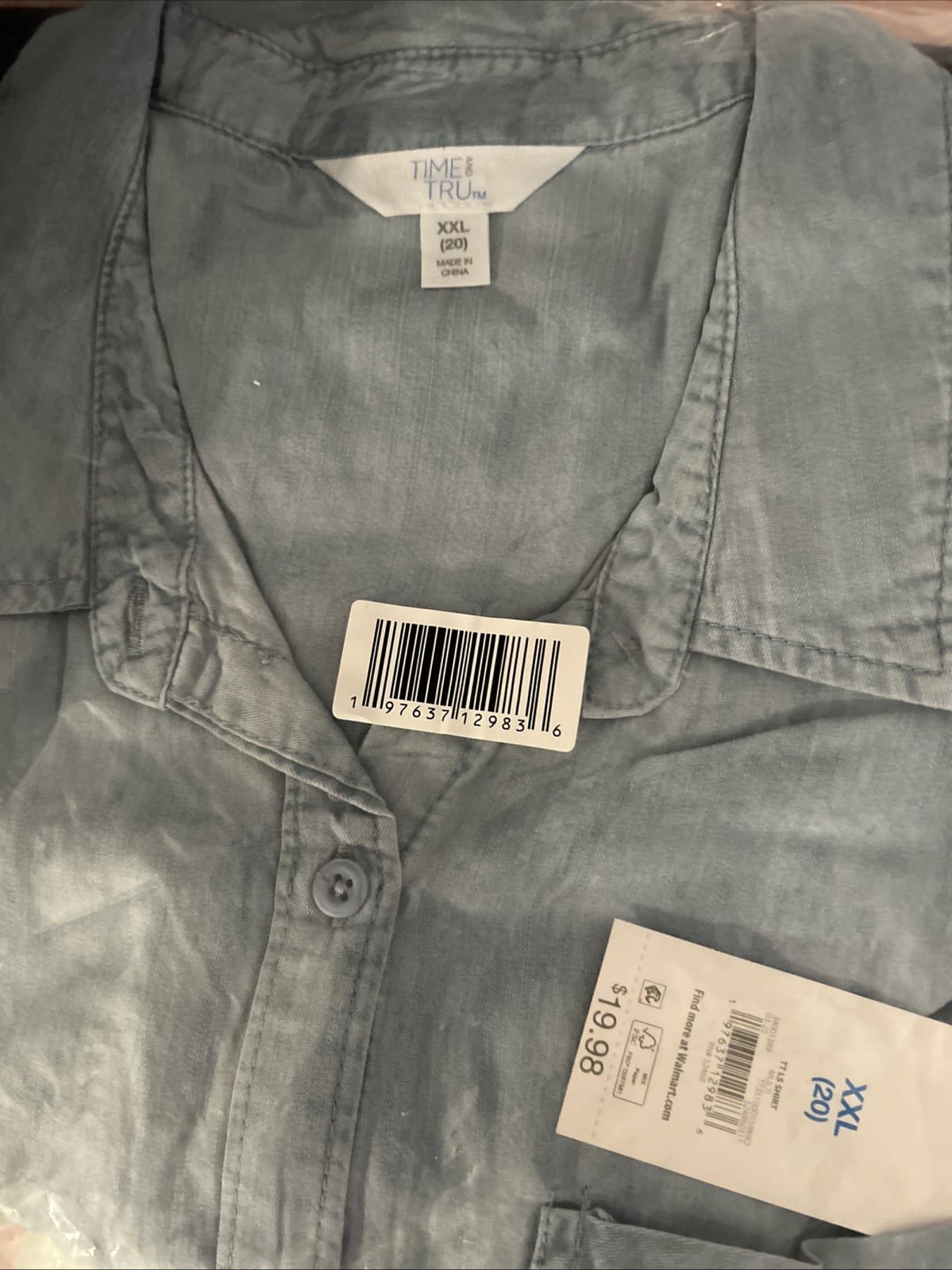 Women’s Time And Tru 2XL (20) NWT Blue Long Sleeve - Thumbnail 3