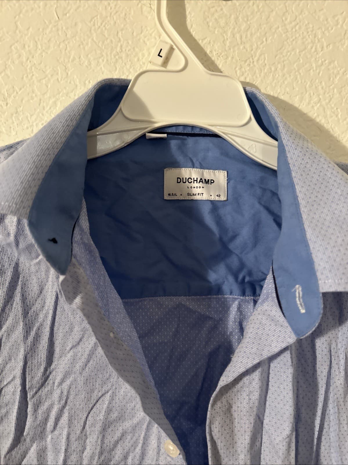 Duchamp London Men’s Long Sleeve Button Down Shirt Blue/White 16.5 42 - Thumbnail 2