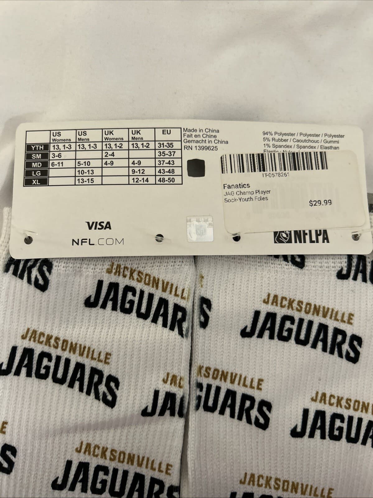 NFL Nick Foles #7 Youth Socks Size 13, 1-3 Boys Jacksonville Jaguars - Thumbnail 3