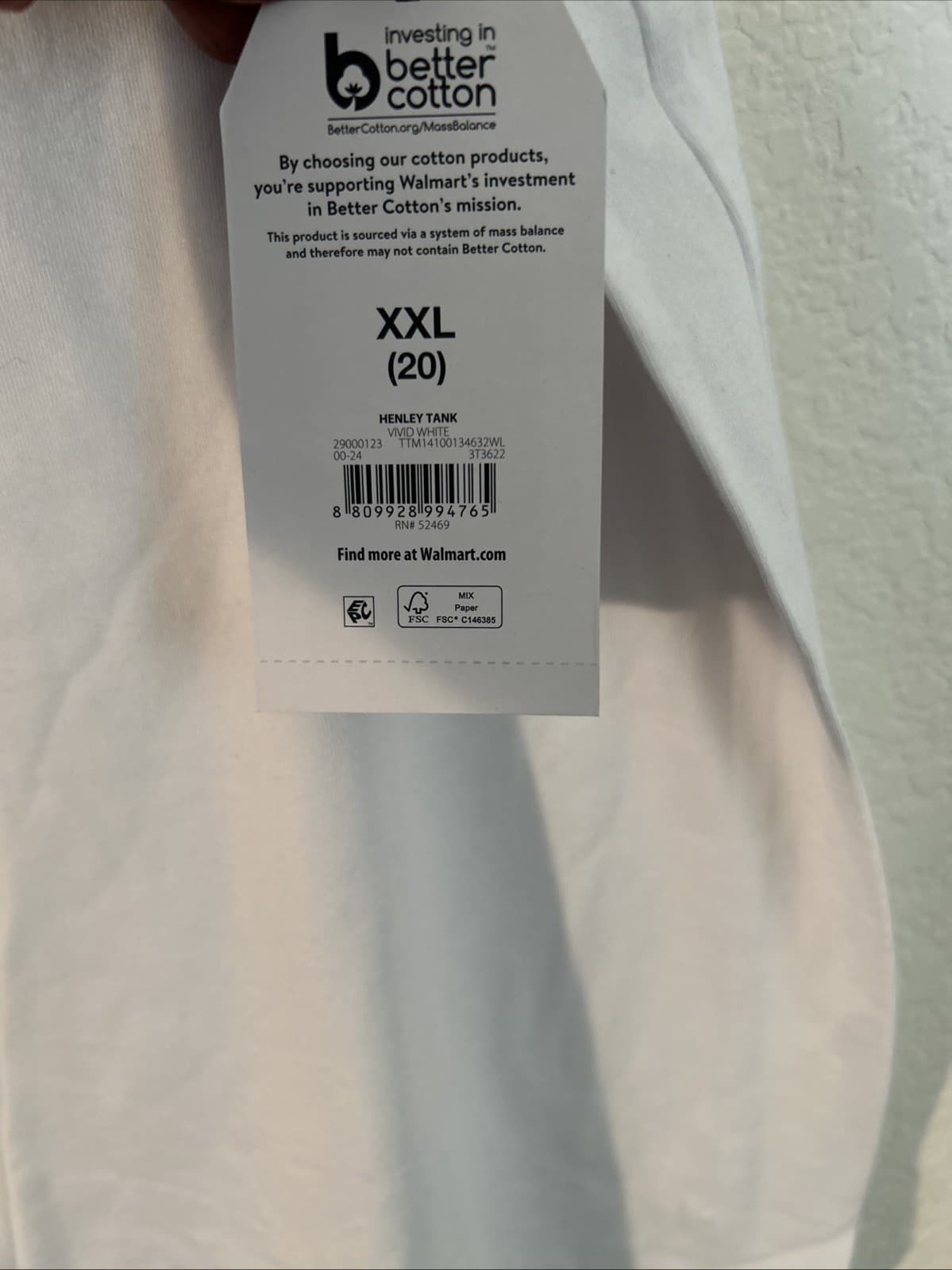 Women’s Time And Tru Maternity White Tank XXL (20) NWT - Thumbnail 5