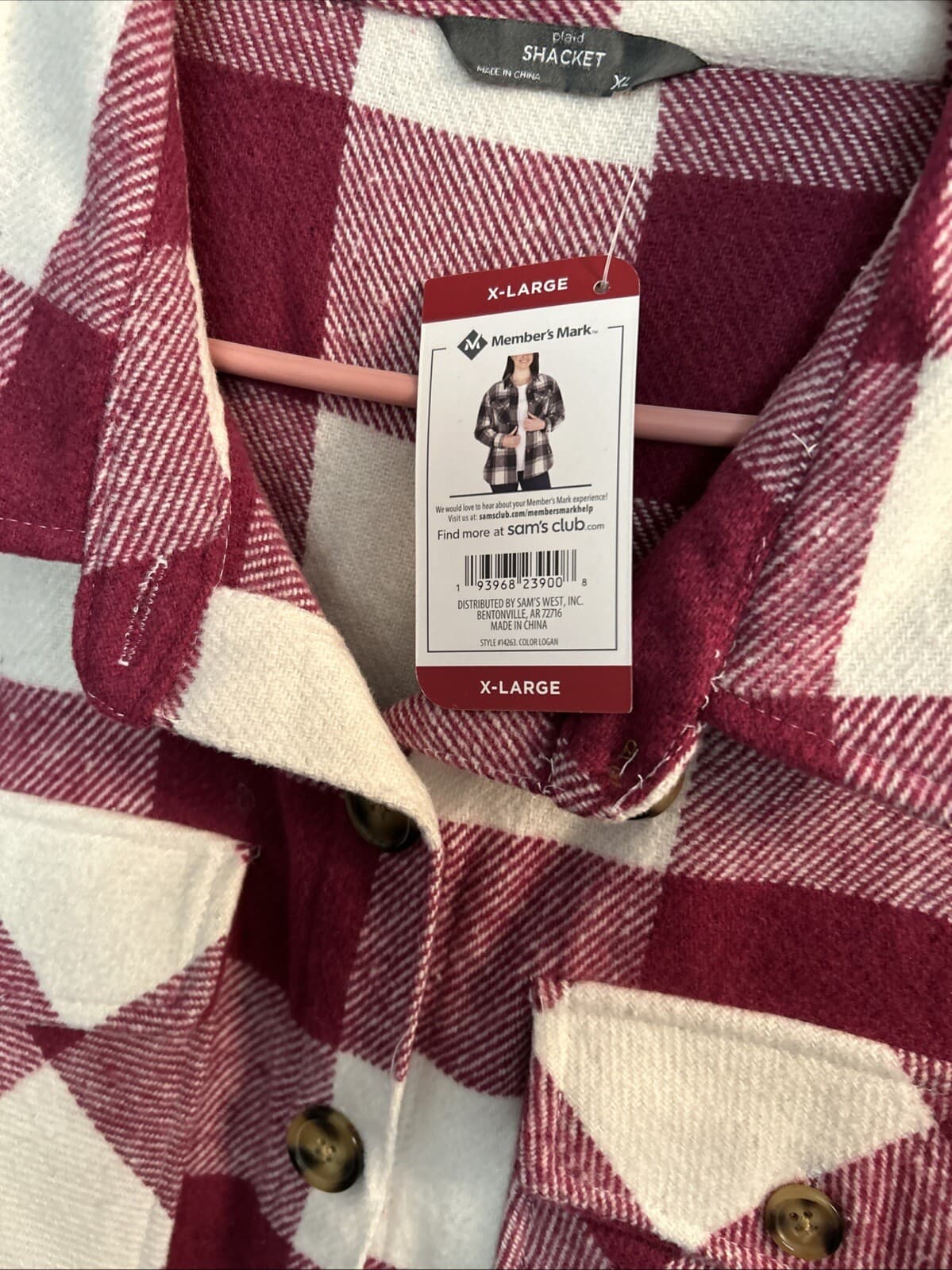 Member's Mark Women's Button Up Long Sleeve Warm Plaid Shacket Xl - Thumbnail 3