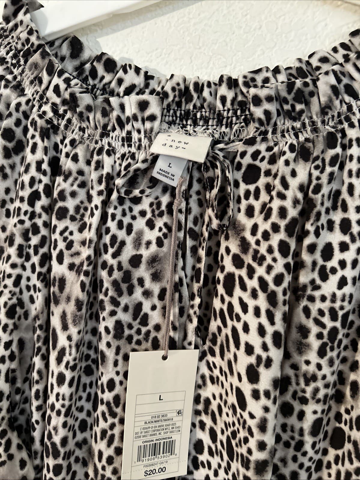 A New Day Women's Cheetah Print Blouse, Black/White, Large - Thumbnail 2
