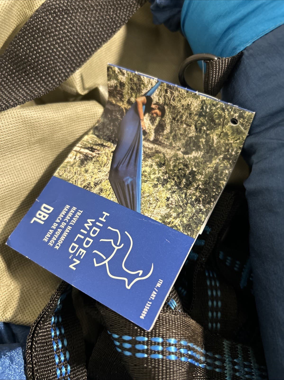 Hidden Wild Double Travel Hammock Blue Camping Outdoor 400 lb Capacity Hammock - Thumbnail 2
