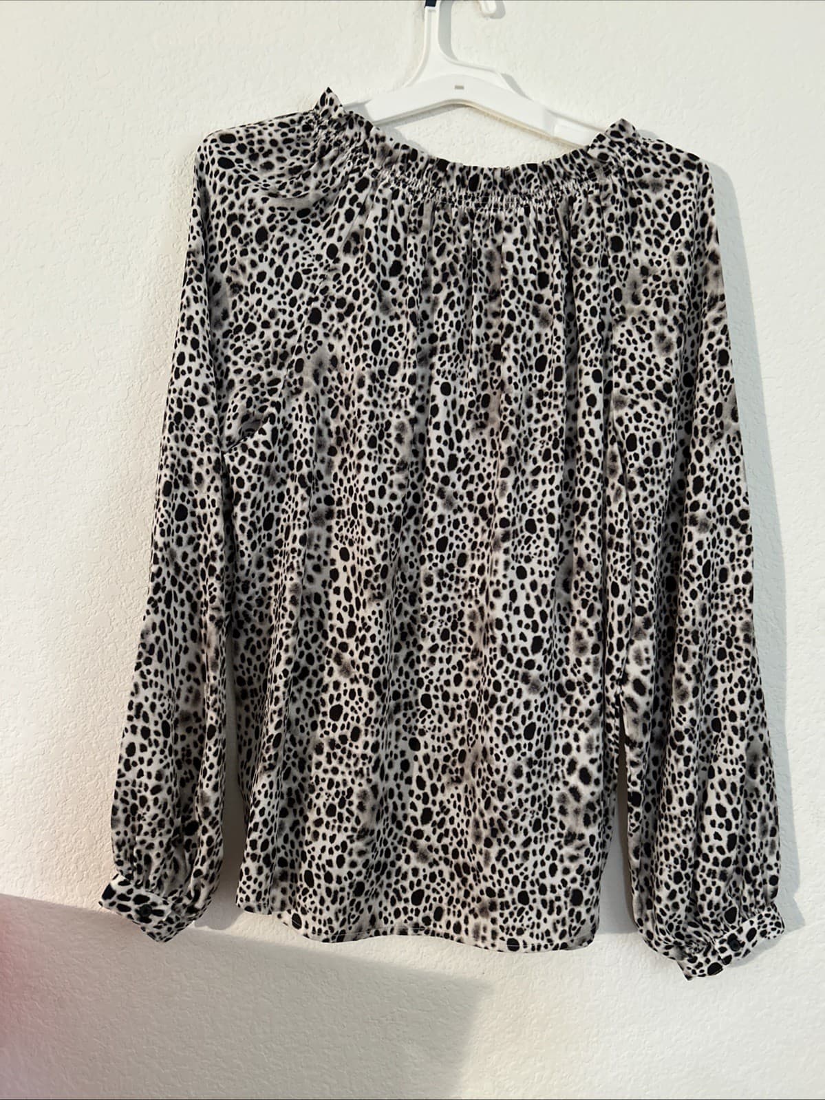 A New Day Women's Cheetah Print Blouse, Black/White, Large - Thumbnail 3